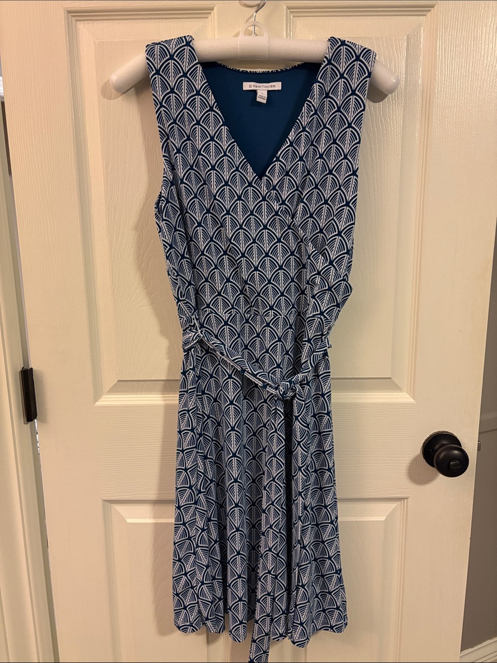 41 Hawthorn Navy and White Geometric Wrap Dress